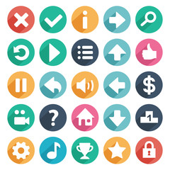 Flat and round game icons