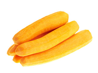 Pile of peeled carrots isolated
