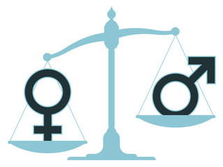 Scale with male and female icons showing imbalance