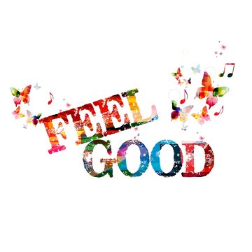 Colorful vector "FEEL GOOD" background with butterflies
