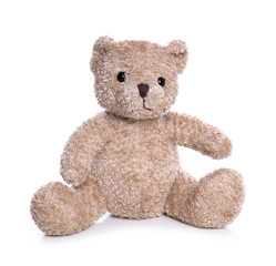 Alter Teddybär freigestellt oder isoliert auf Weiß