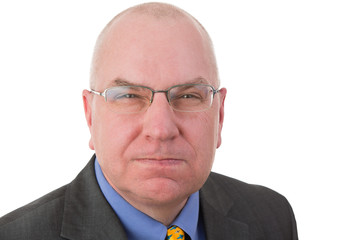 Revengeful middle-aged bald businessman
