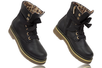 The high leather boots Isolated on white background