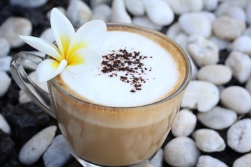 Cup with hot cappuccino