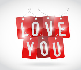 love you sign tags illustration design