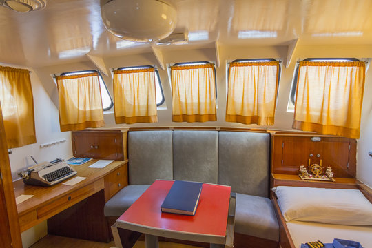 spacious cabin of the captain of a small ship