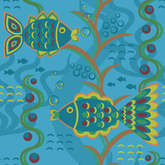 Fototapeta na wymiar Seamless pattern with fishes