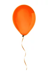 Schilderijen op glas orange happy air flying balloon isolated on white © wolfelarry