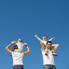 Happy family in nature