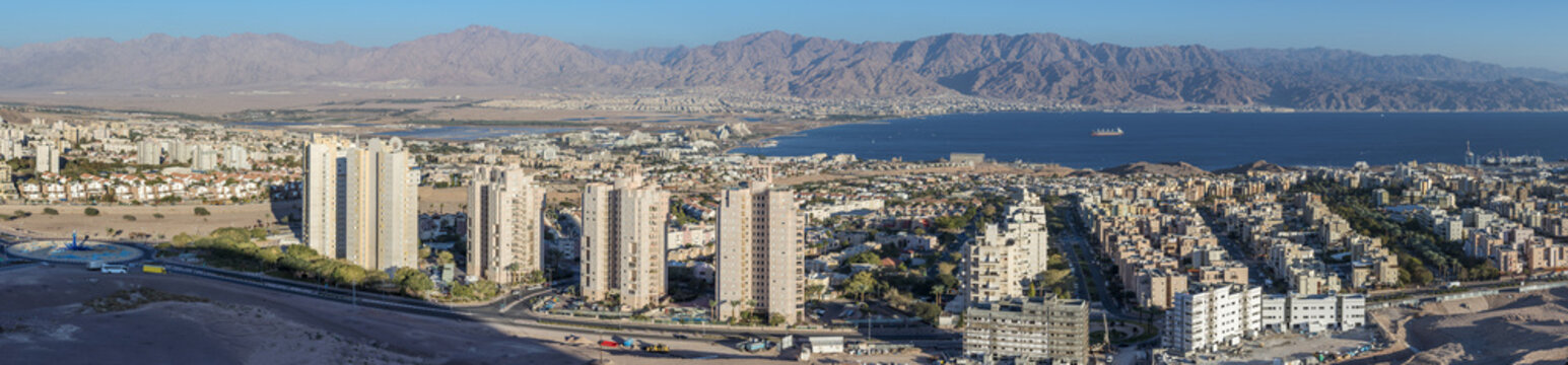Aerial view on the maina and beach of Eilat, Israel