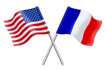 Drapeaux : duo France Etats-Unis