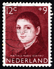 Postage stamp Netherlands 1957 Girl's Portrait, by Matthijs Mari