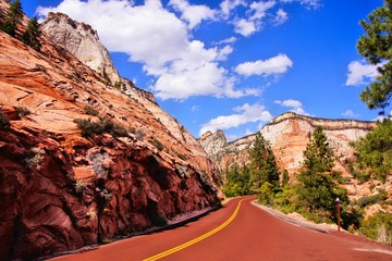 Route panoramique à travers le parc national de Zion, États-Unis