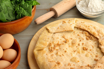 savory pie and ingredients