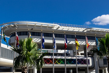 view of miami international airport flags