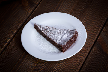 Chocolate Cake Slice on white dish