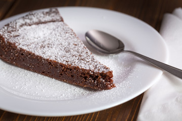 Chocolate Cake Slice on white dish