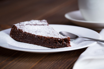 Chocolate Cake Slice on white dish