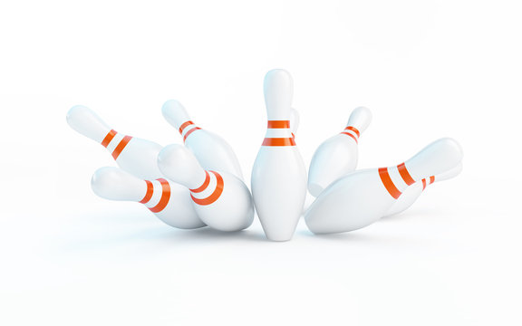 bowling strike on a white background