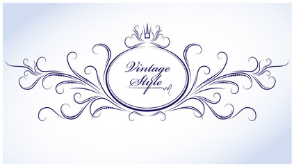 Shabby oval frame with crown. Vector