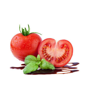 Tomato with Basil over Balsamic Vinegar