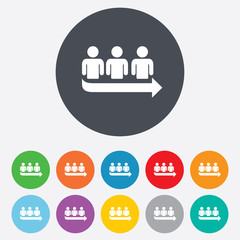 Queue sign icon. Long turn symbol.