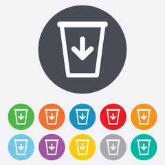 Send to the trash icon. Recycle bin sign.