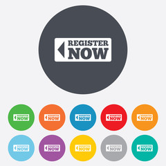 Register now sign icon. Join button symbol.