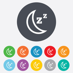 Sleep sign icon. Moon with zzz button.