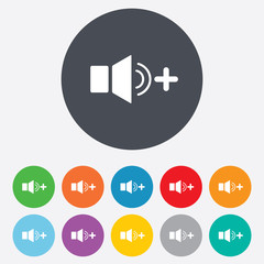 Speaker volume louder sign icon. Sound symbol.