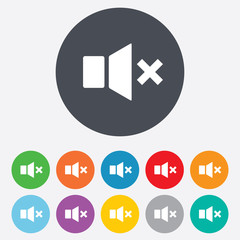 Obraz premium Mute speaker sign icon. Sound symbol.