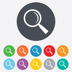 Magnifier glass sign icon. Zoom tool. Navigation