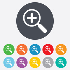 Magnifier glass sign icon. Zoom tool. Navigation