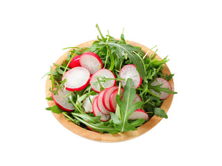 Salad greens with sliced radish