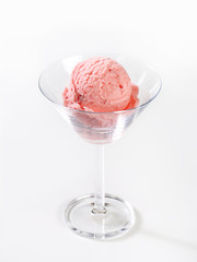 Strawberry ice cream  in stemmed glass