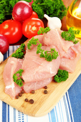 Raw turkey meat close up