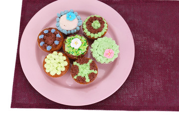 Tasty cupcakes with butter cream,