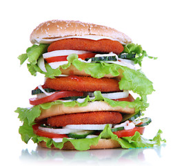 Huge burger, isolated on white