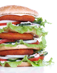 Huge burger, isolated on white