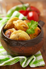 Roasted russian pelmeni