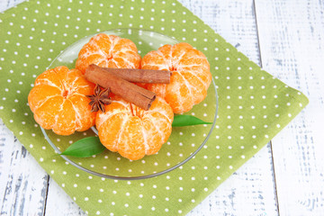 Ripe sweet tangerines with spices