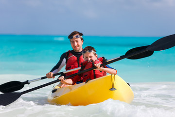 Father and son kayaking