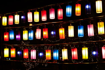 colourful fabric lanterns
