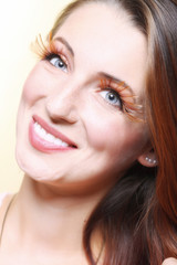 Obraz premium Autumn woman stylish creative make up false eye lashes