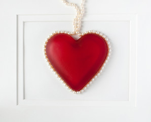 Framed Red Heart with Pearls