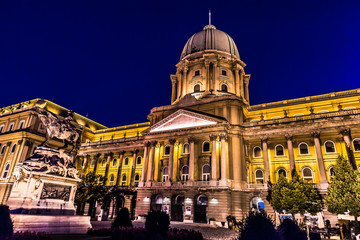 shot of night Buda Castle in Budapest, Hungary