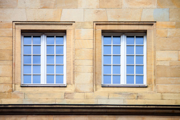 Windows of an old stone house