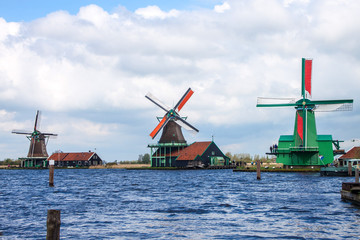 Windmills near Zaanse Schans, Netherlands