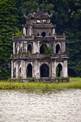 Tortoise Tower in Ho Hoan Kiem lake in Hanoi, Vietnam,