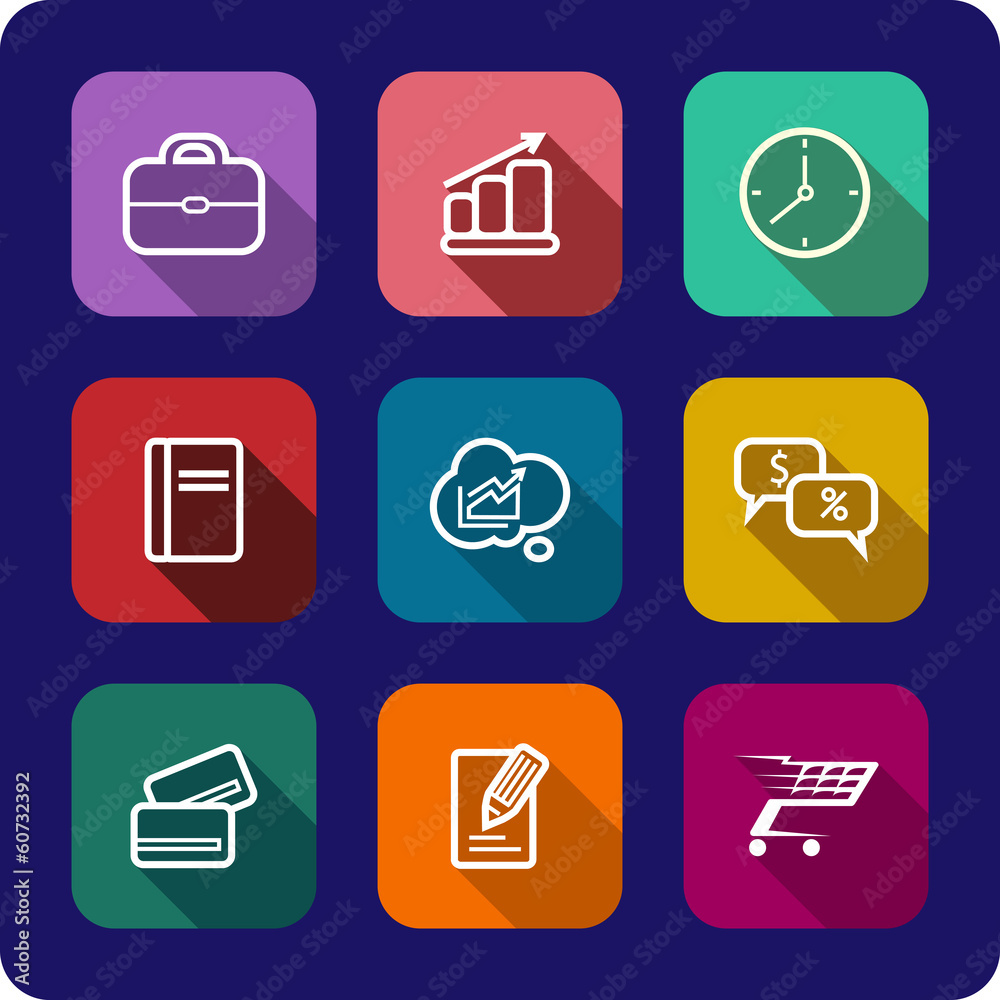 Poster Flat icons set with shadows for web and interface design